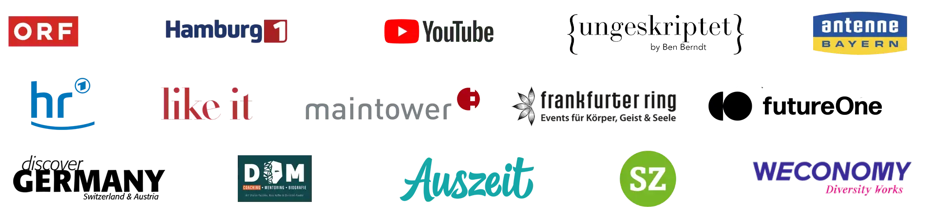 Verschiedene Logos von verschiedenen Medien